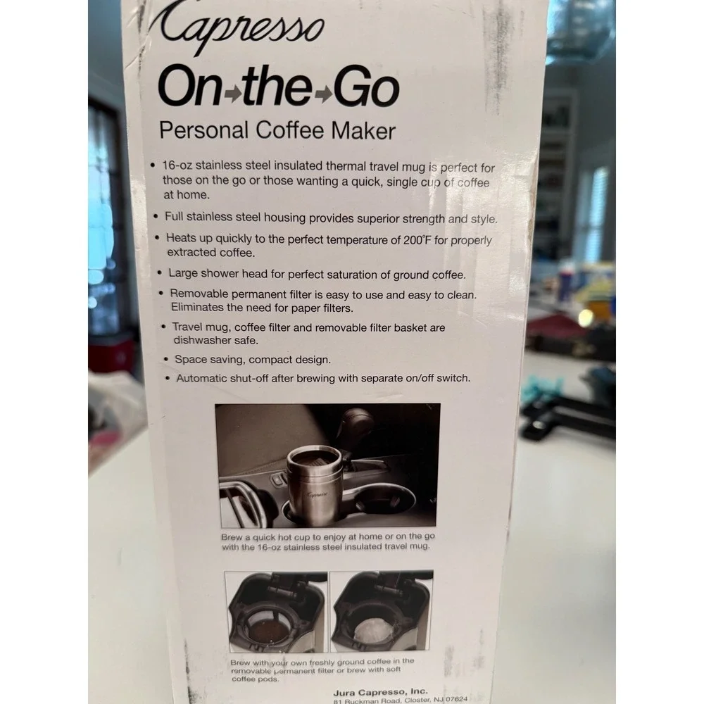 Capresso On-the-Go Personal Coffee Maker Stainless Steel Model 425 Travel Mug